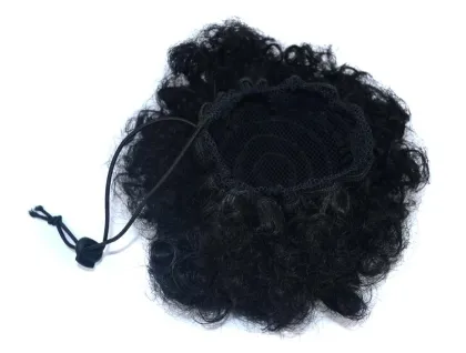 Wholesale Kinky Curly Clip afro hair bun Synthetic Hair pieces Chignon Fluffy Wig Synthetic Afro Curly Puff Hair Buns