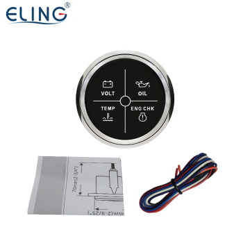ELING 52mm 4LED Engine Alarm Gauge Meter with Volt, CHK, Engine, Water Temp, Oil Pressure & Backlight for Cars, SUV, Scooter