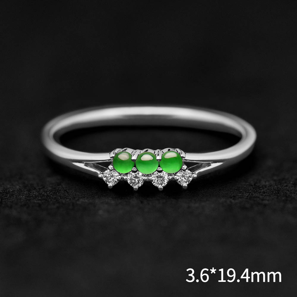 Delicate Highest Level Genuine Jadeite Jade 18k White Gold Diamond Sun Green Color Icy Jadeite Engagement Ring4