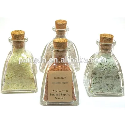 Flavored Sea Salt Set- 4 Gourmet Sea Salt Blends in Mini Pyramid Bottle, Wedding Favor, Salt Sampler, Seasoning, Chef Gift