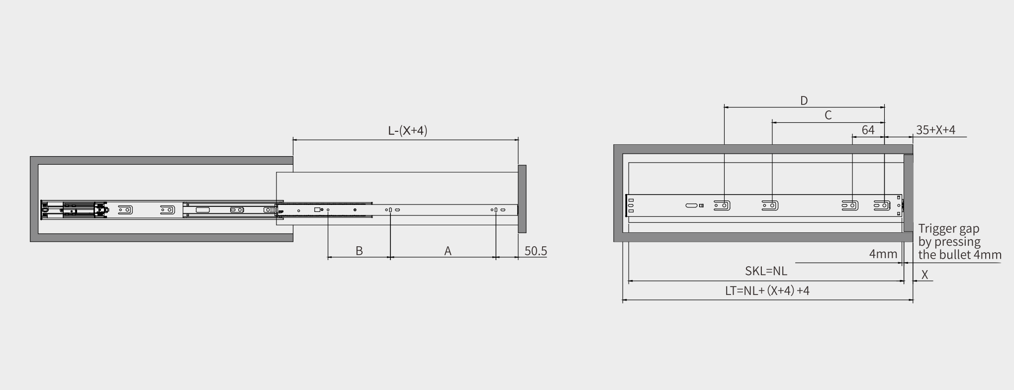 desk steel ball bearing slide