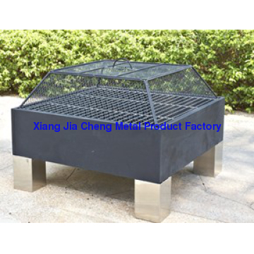 Square 21.65-Inch  Garden Light Fire Pit, Black