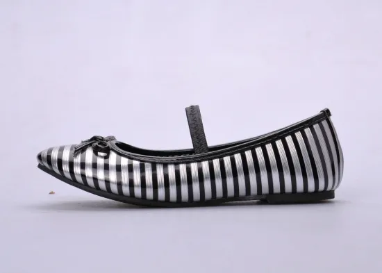 Silver Or Black Canvas Ballerina Flat Shoes , Promotion Women / Ladies