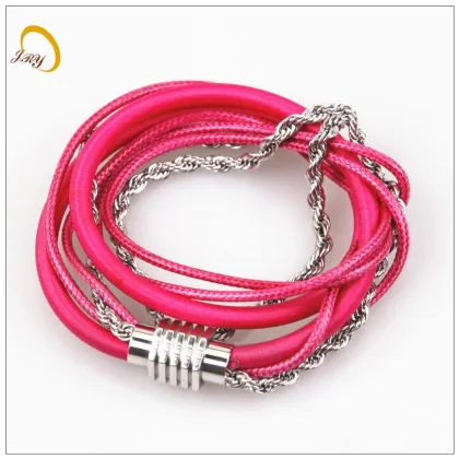 Fashion Red Leather Bracelet For Women Multilayer Woven Hand Rope