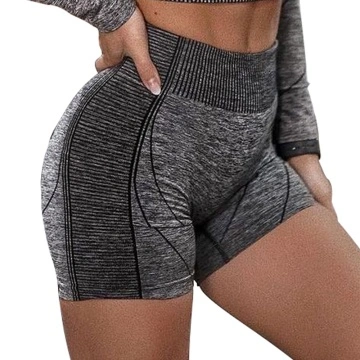 Pantalones cortos elásticos para mujer,Control de barriga,Fitness,suaves,sin costuras #Gray 