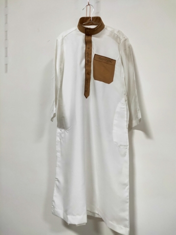 Brown & White Arabic Thobe for Men