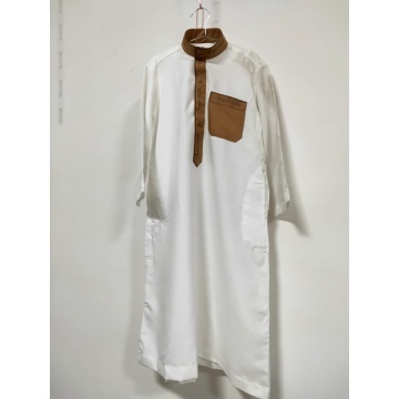 Brown & White Arabic Thobe for Men