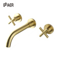 Hot Cold Outdoor Faucet Brushed Gold 3 Hole Wall Mounted Shower Faucet Manufactory