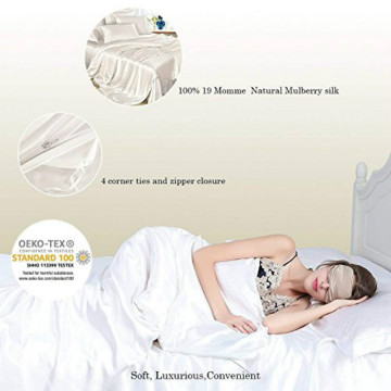 जिपर बंद के साथ रेशम बिस्तर Duvet कवर