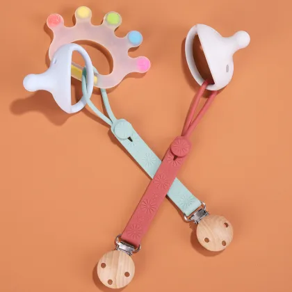 Pink and White Silicone Mam Dummy Clip Adapter - Baby Pacifier Holder for Girls