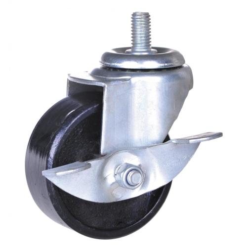 3incn screw caster with iron wheel with brake