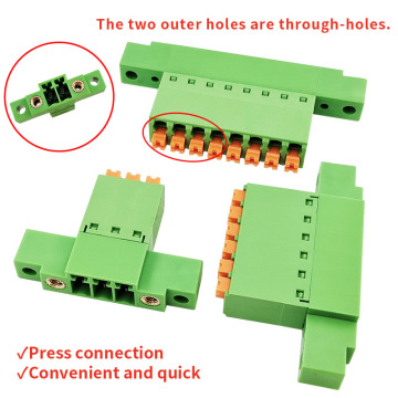 3.81mm Pitch Low-Profile Through-Wall Dual-Flange Solderless Spring Cage Male Header – Tool-Free Press Connection
