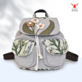 Mochila Multifuncional de Algodón y Lino con Diseño Floral