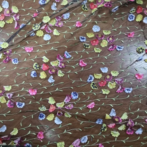 3D Embroidery Lace Fabric 3D Flowers Guipure Embroidery Children Lace Dress Fabric Factory