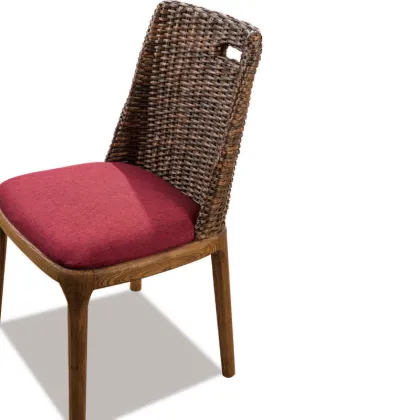 Living room furniture with red set rattan chair and table