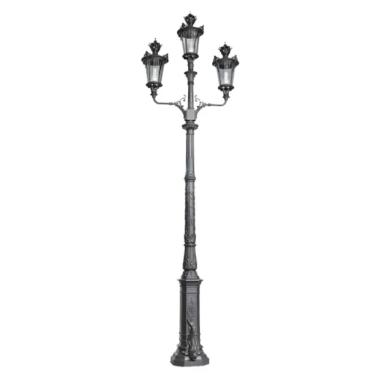 Black Aluminum Outdoor Lantern Light Post Fixture - DHK-9001