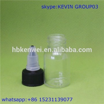 wide mouth 15ml PET material clear plastic e cig liquid bottle with twist cap