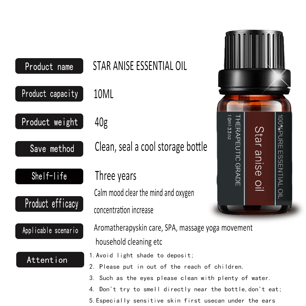 100%Natural Star Anise Essential Oil for Aromatic Seasoning