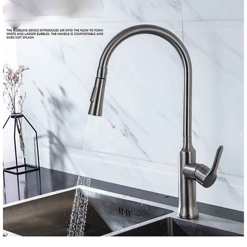 Single Hole Pull Down Stainless-Steel Kitchen Sink Faucet