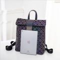 Bolsa para laptop fashion PU geométrica mochila luminosa