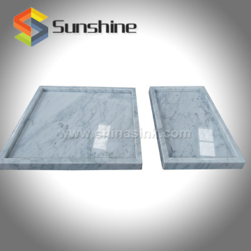 Rectangle Carrara White Marble Serving Tray For Hotel