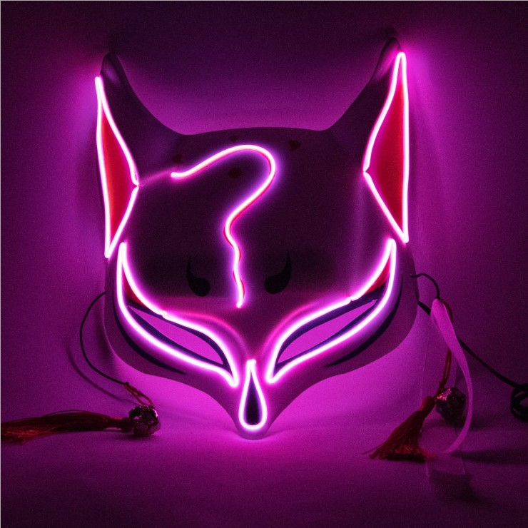 LED Light Up Japanese Fox Cosplay Mask
