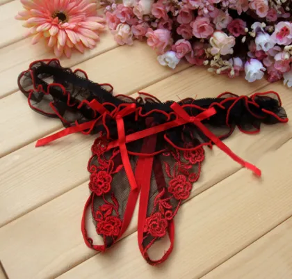 Lace Thong Panty Open Front Women's Underwear