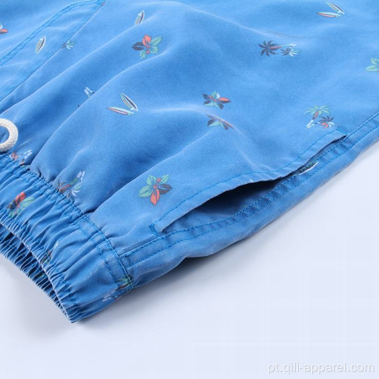 Roupa de banho streetwear azul com cintura elástica
