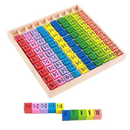 Colorful Kids Montessori Multiplication Table: Wooden Ninety-Nine Math Learning Aid