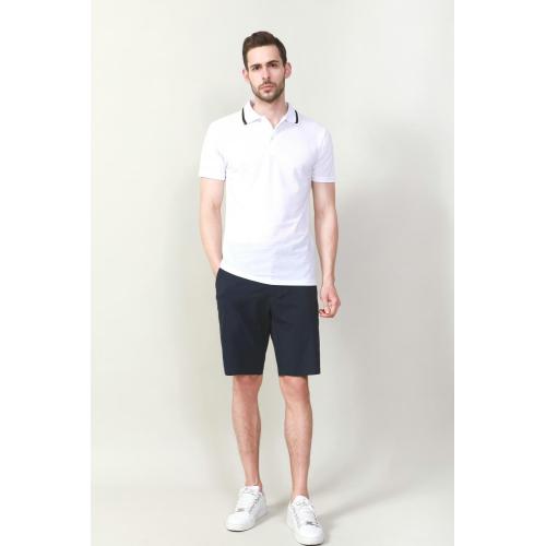 Cotton Plain Dye Polo Shirts MEN'S WHITE COLOR RIB COLLAR SOLID POLO Factory