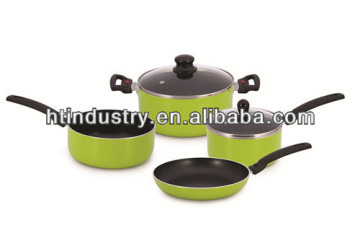 6pcs aluminum camping cookware set with removable handle