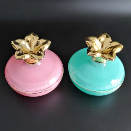 persimmon shaped crystal glass candle jar