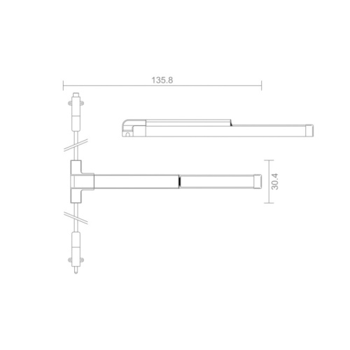 Drücken von Stangenverriegelung Ober- und Unterriegel