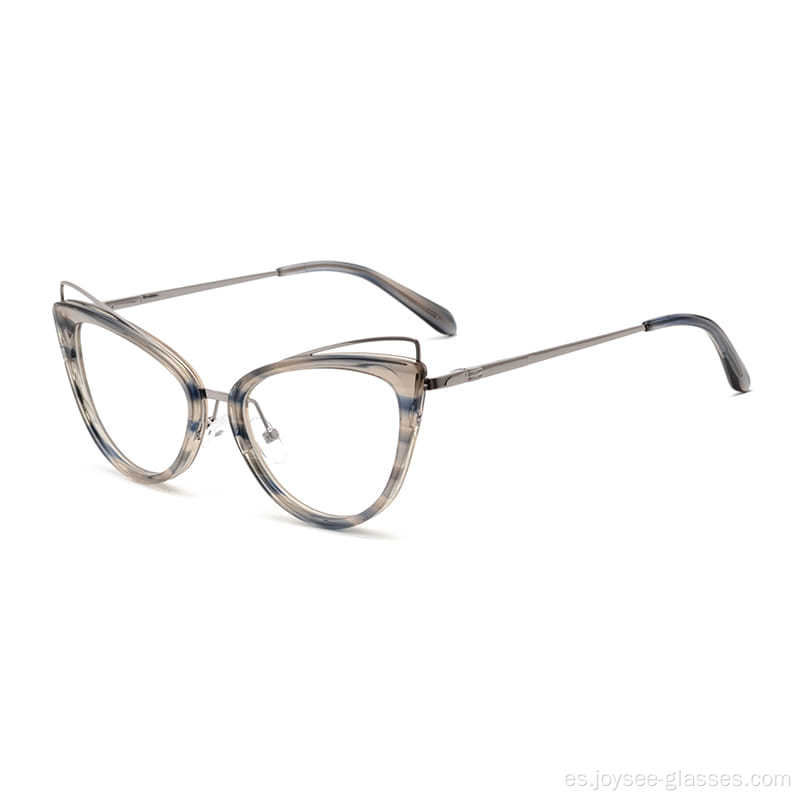 Nice Shape Cat Eye Acetate Metal Eyewear for Women para mujeres