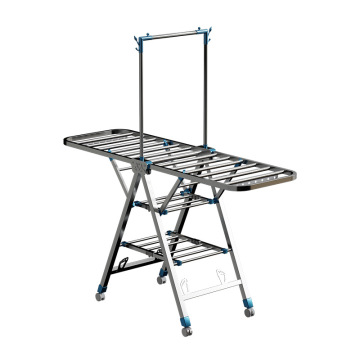 Stainless Steel Baby Laundry Rack with Gantry Poles and Wheels