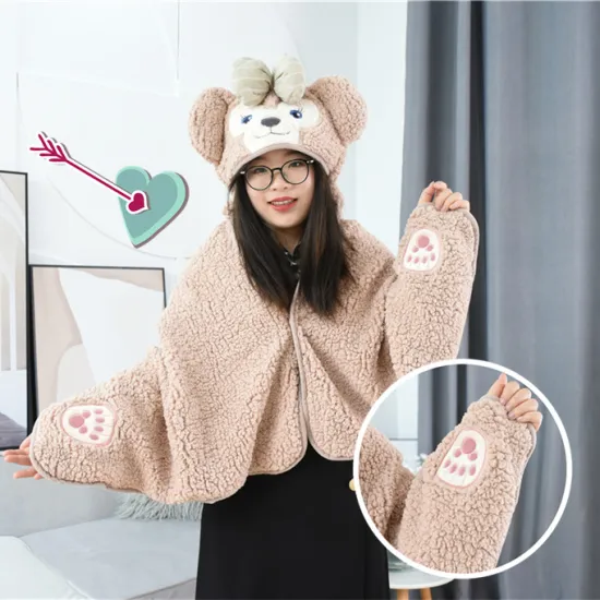 Thick Hoodie Super Soft Warm Fleece Sherpa  Wearable Blanket with hat