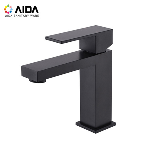 Grifos de baño negro Cascada Taps Square de latón