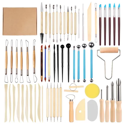 Custom 61Pcs Pottery Ceramic & Polymer Clay Sculpting Tool Set for Modeling and Carving