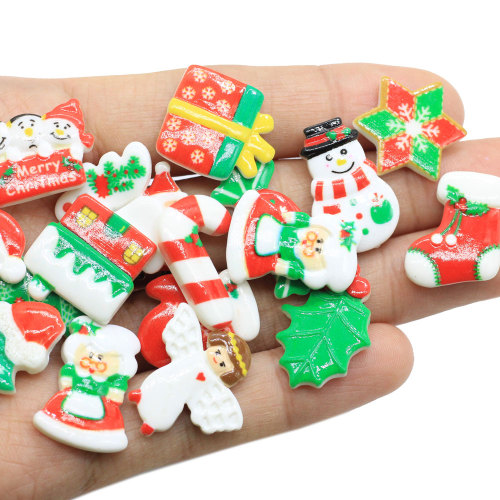 New Design Mixed Xmas Resin Cabochon Christmas Snowman Candy Deer DIY Craft Home New Year Ornament Accessories