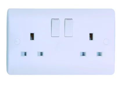 13Amp 2Gang Double Pole Switched Socket Econ