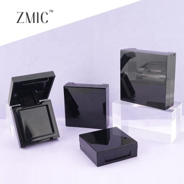Matte Black Compact Powder Case with Mirror and Double Layer Interior - Custom Logo or Color Options