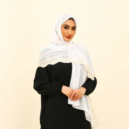 Premium Muslim Ethnic Lace Embroidery Hijab Scarf
