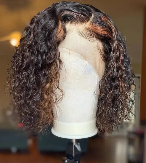 Short Bob Wigs Human Hair Deep Curly Wave Lace Front Wig Raw Peruvian Virgin Hair for Black Women