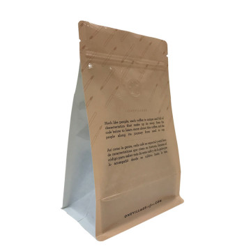 Plastik -Reißverschlussschlossbox Bottom Kaffeebeutel Verpackung mit entgasendes Ventil