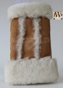Merino sheepskin/lamb/shearling fingerless mitten/glove