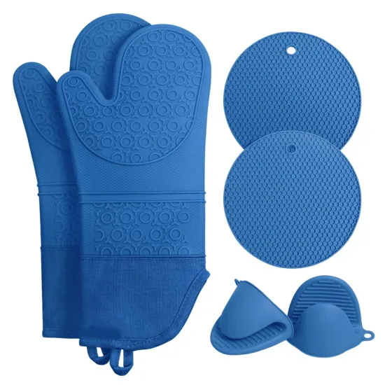 Professional Oven Mitts and Pot Holders: Flexible Silicone Gloves for Heat Resistance in the Kitchen