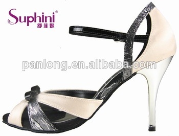 black and pink leather ladies 10cm heel tango dance shoes