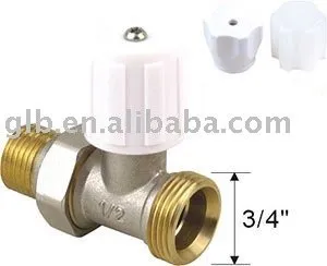 Straight radiator valve with handle, Brass radiator valve