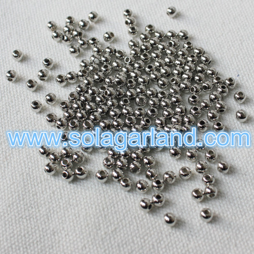 Commerce de gros 4MM plaqué or argent petites perles rondes Chunky