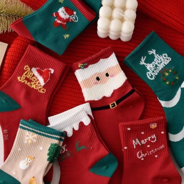 Grosir Kaus Kaki Natal Kapas Mid -Calf Untuk Wanita - Siap Kapal
